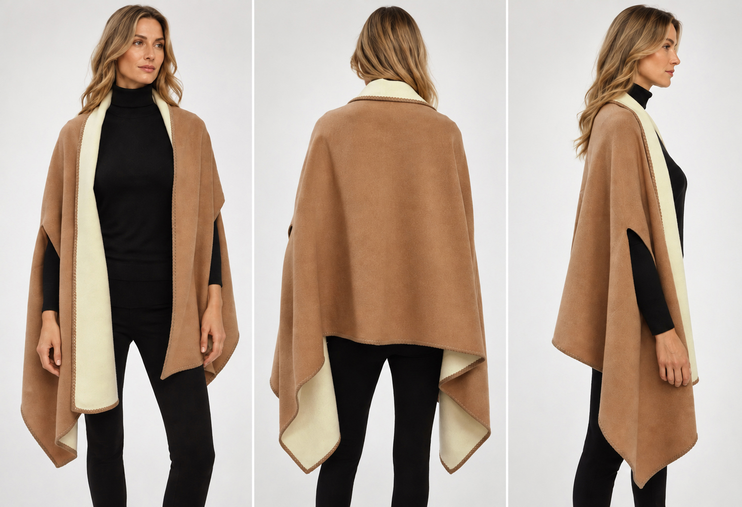 STOLA CASHMERE ART. NABUCCO/2 V. CREMA / BISCOTTO - immagine 5