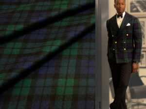 TARTAN WOOL ART. BLACK-WATCH V. 013 BLUE / GREEN