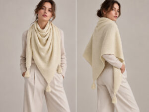 SCIALLE PURO CASHMERE ART. 1490 TRIANGOLO NAPPE V. AVORIO