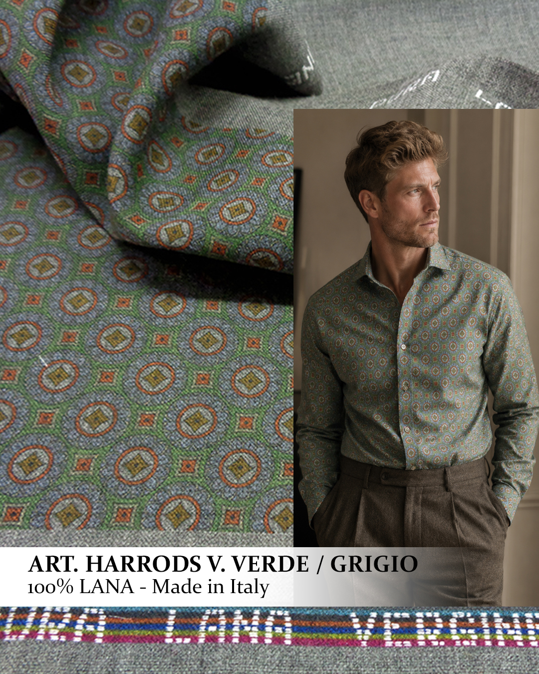 PURE WOOL TWILL ART. HARRODS V. GREEN / GRAY