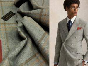 CASHMERE WOOL OVERCHECK DARRY V. GRAY / TAUPE'