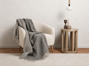PLAID SINGOLO / DA VIAGGIO ART. CERVINIA V. GRIGIO NATURALE DOUBLEFACE