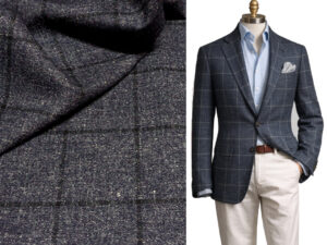 CASHMERE SILK HEMP WOOL ART. SANFORD V. OVERCHECK GREY / BLUE