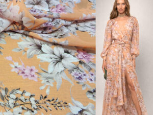 GEORGETTE SILK AND VISCOUS ART. NUDE FLORAL