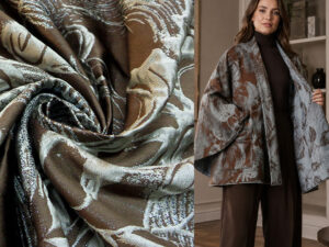 DOUBLE-FACE JACQUARD BROCADE ART. ALCHIMIA V. AQUAMARINE / CHOCO