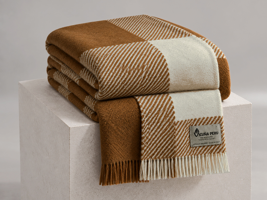 PLAID MATRIMONIALE PURA VICUNA NATURALE / BABY CASHMERE NATURALE ART. SOFFIO DEGLI DEI