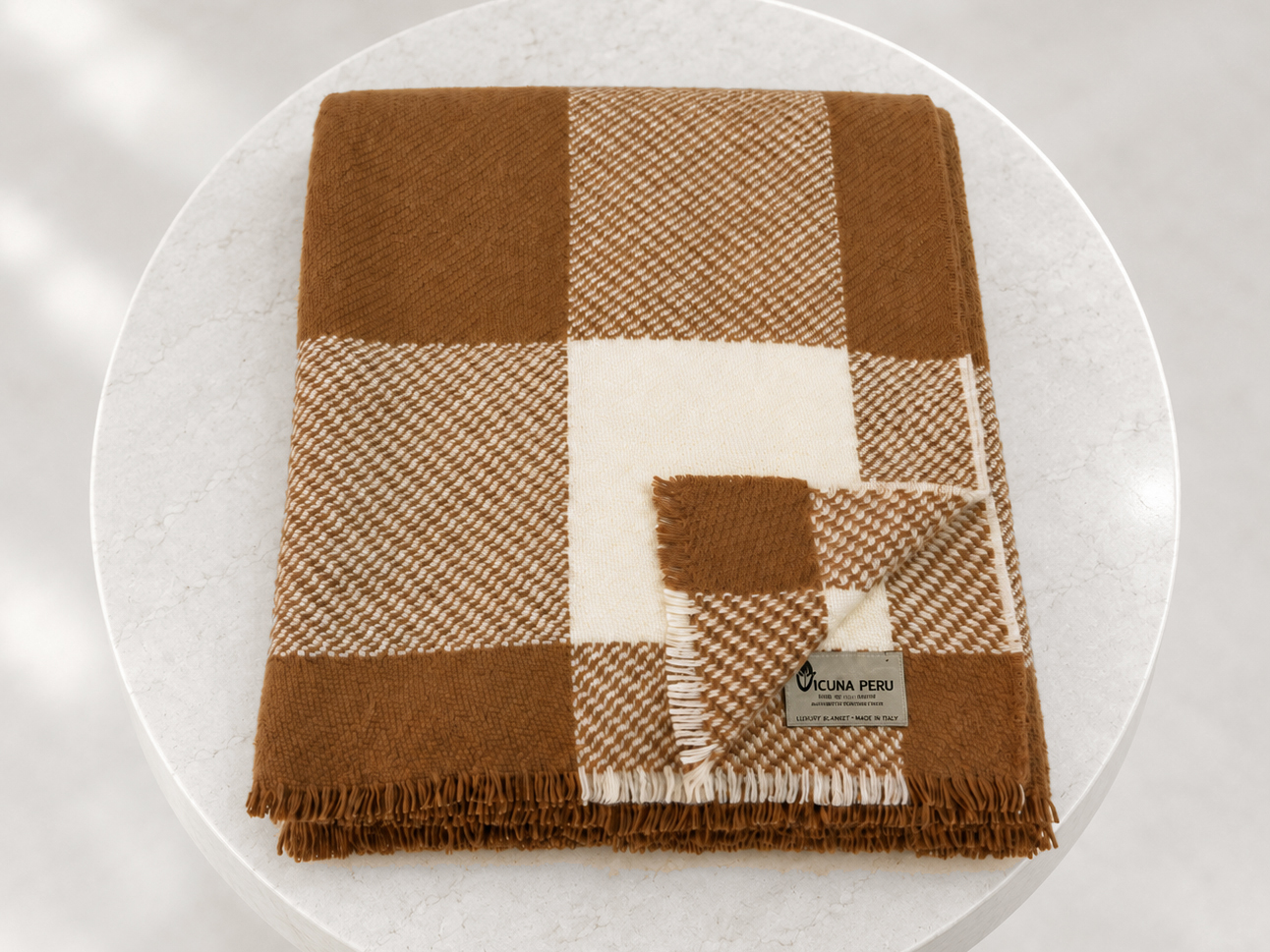 PLAID MATRIMONIALE PURA VICUNA NATURALE / BABY CASHMERE NATURALE ART. SOFFIO DEGLI DEI - immagine 2
