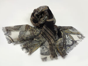 SCIARPA / STOLA PASHMINA 100% CASHMERE ART. ETIEN V. NERO / BEIGE