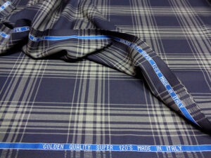 WOOL GLEN CHECK / TARTAN ART. LENNON V. DARK BLUE / SAND