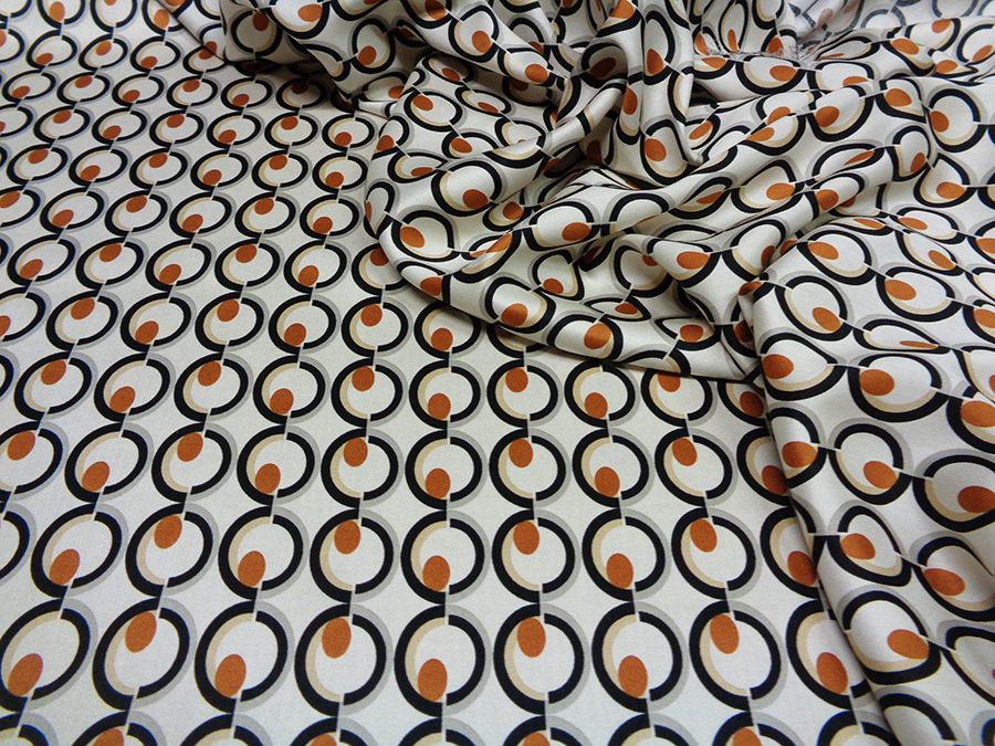 SILK & VISCOSE ART. GEOMETRIC BOWIE V. SAND / TOBACCO