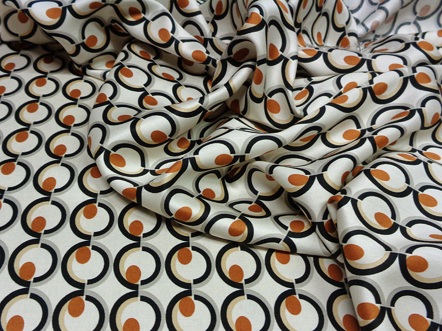 SILK & VISCOSE ART. GEOMETRIC BOWIE V. SAND / TOBACCO - Image 2