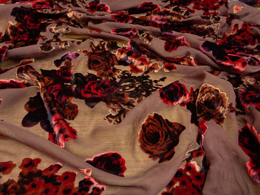 CHIFFON DEVORE' / VELVET ART. ROSALIE V. TOBACCO BROWN / BRICK - Image 2