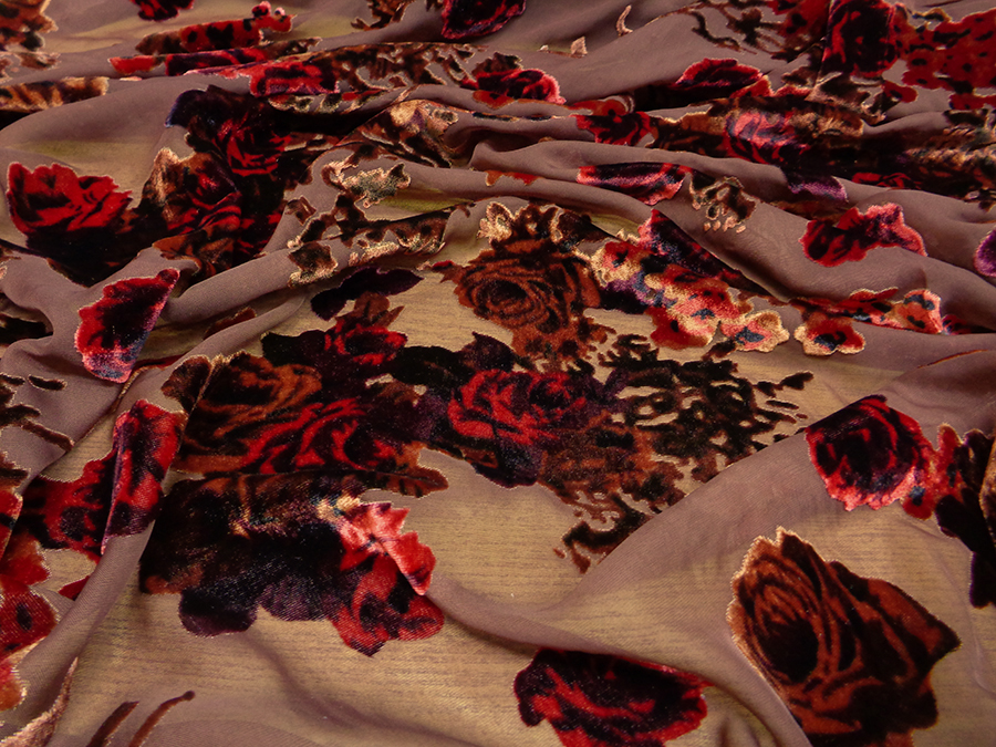 CHIFFON DEVORE' / VELVET ART. ROSALIE V. TOBACCO BROWN / BRICK - Image 3