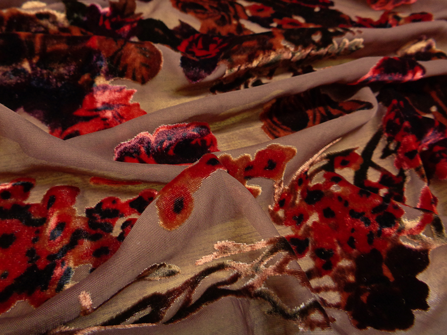 CHIFFON DEVORE' / VELVET ART. ROSALIE V. TOBACCO BROWN / BRICK - Image 4