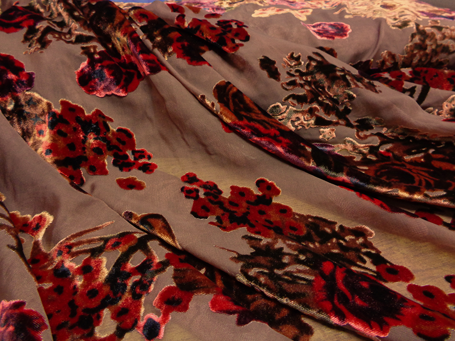 CHIFFON DEVORE' / VELVET ART. ROSALIE V. TOBACCO BROWN / BRICK - Image 6