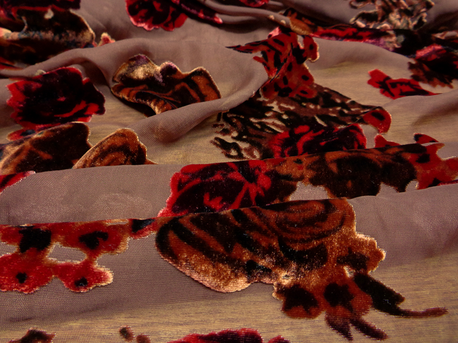 CHIFFON DEVORE' / VELVET ART. ROSALIE V. TOBACCO BROWN / BRICK - Image 7