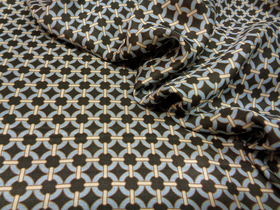 SILK AND VISCOSE CHARMEUSE ART. OSCAR V. DARK BROWN / POWDER BLUE - Image 2