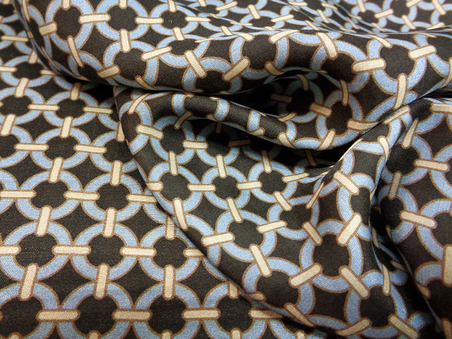 SILK AND VISCOSE CHARMEUSE ART. OSCAR V. DARK BROWN / POWDER BLUE