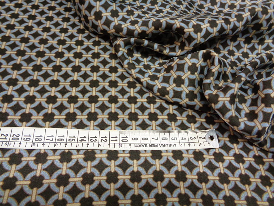 SILK AND VISCOSE CHARMEUSE ART. OSCAR V. DARK BROWN / POWDER BLUE - Image 3