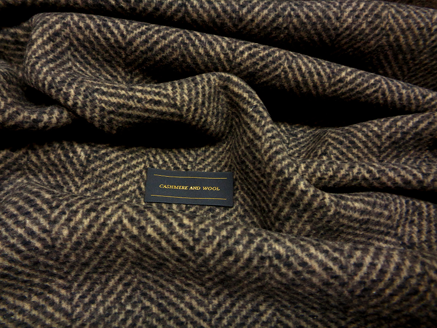 WOOL AND CASHMERE HERRINGBONE ART. DONALD V. HAZELNUT / DARK BROWN - Image 3